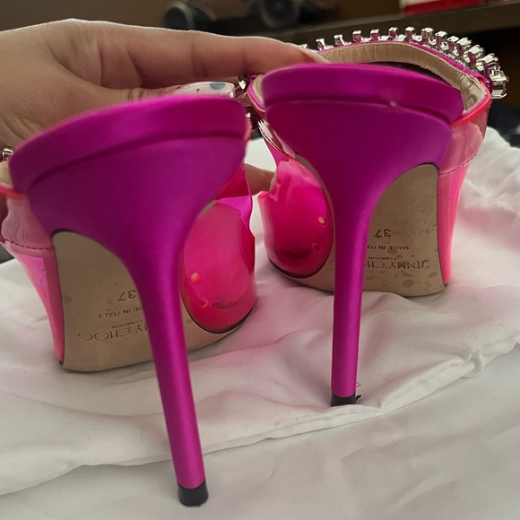 Jimmy Choo Pink Bing PVC Heels size 7 - Picture 9 of 10